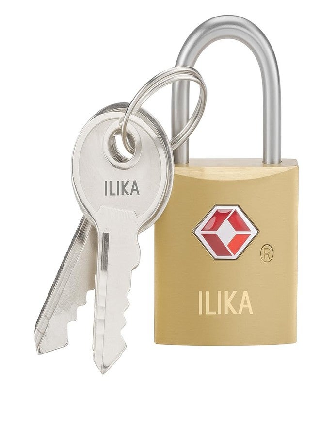 ILIKA Small Brass Lock TSA Approved with Keys,International Locks for Luggage Bag Travelling Locks Padlock (Gold) (1) - Image 1